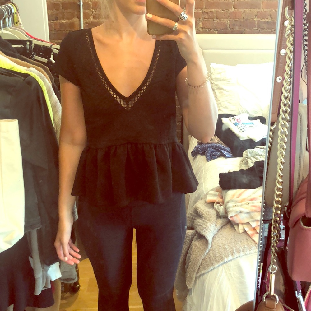 Free people black peplum blouse